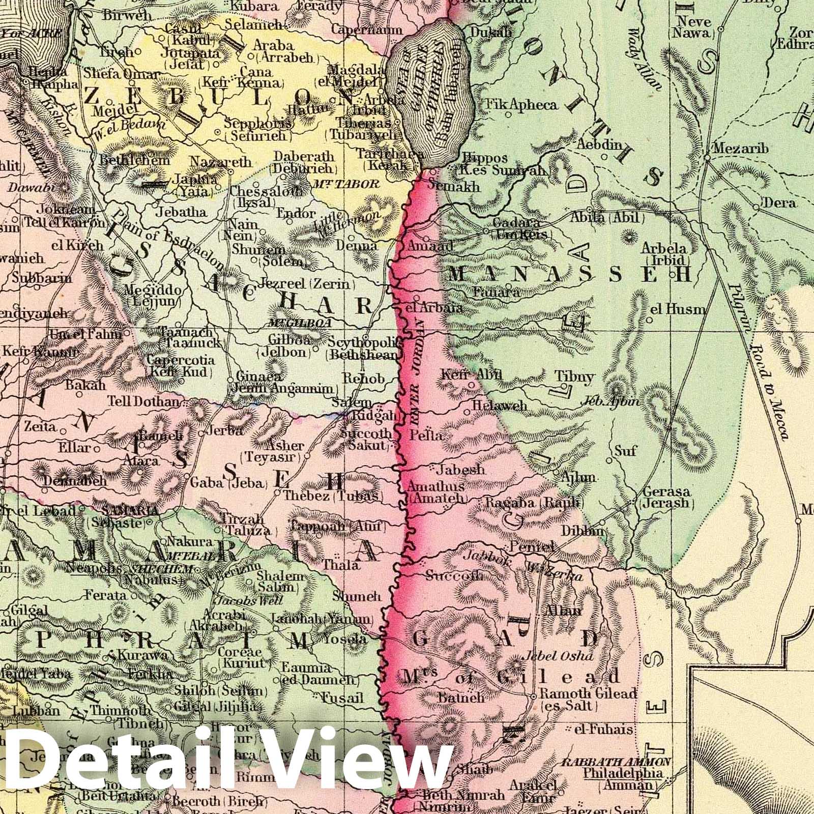 Palestine and Jerusalem - Road Map, 1873 - Historical Map Print