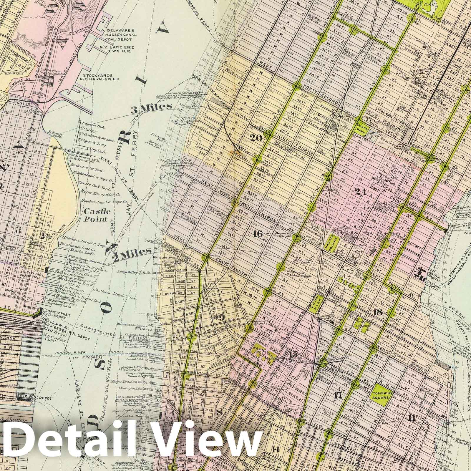 New York, Brooklyn, Jersey City & Hudson River Valley - Railroad Map, 1891