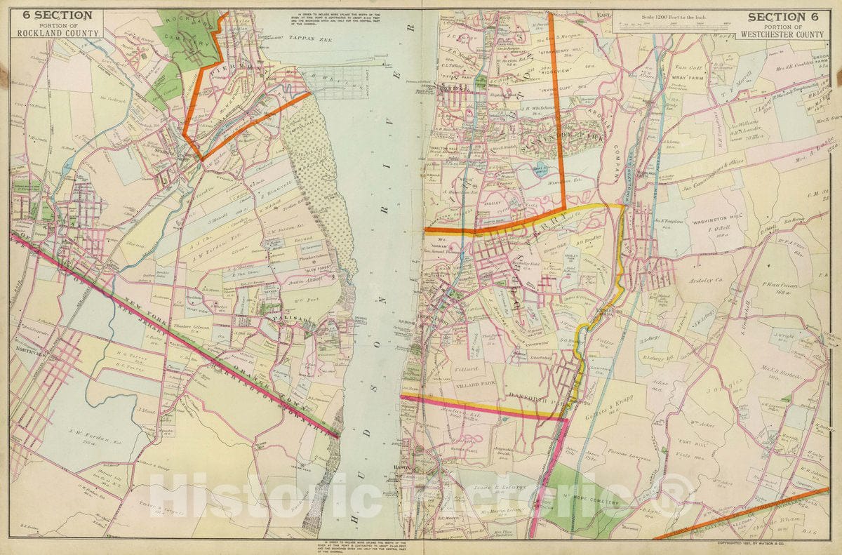 Historic Map : 6 Rockland, Westchester Counties, 1891 Atlas - Vintage Wall Art