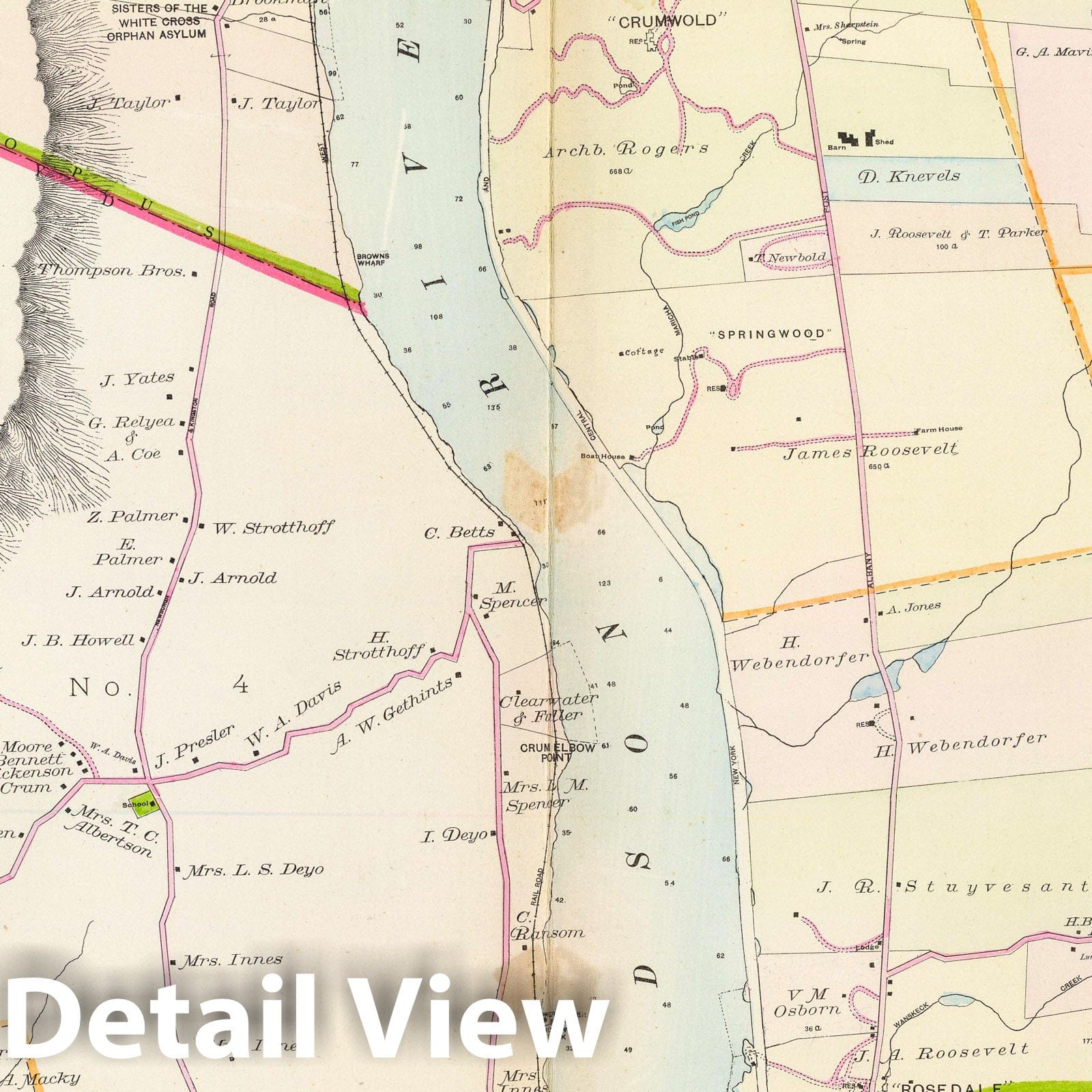 Hyde Park, Dutchess County, New York - Section 19, 1891 Historical Map Print