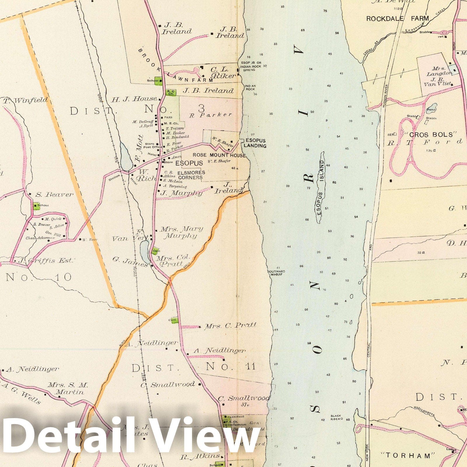 Hyde Park, Dutchess County, New York - Section 20, 1891 Historical Map Print