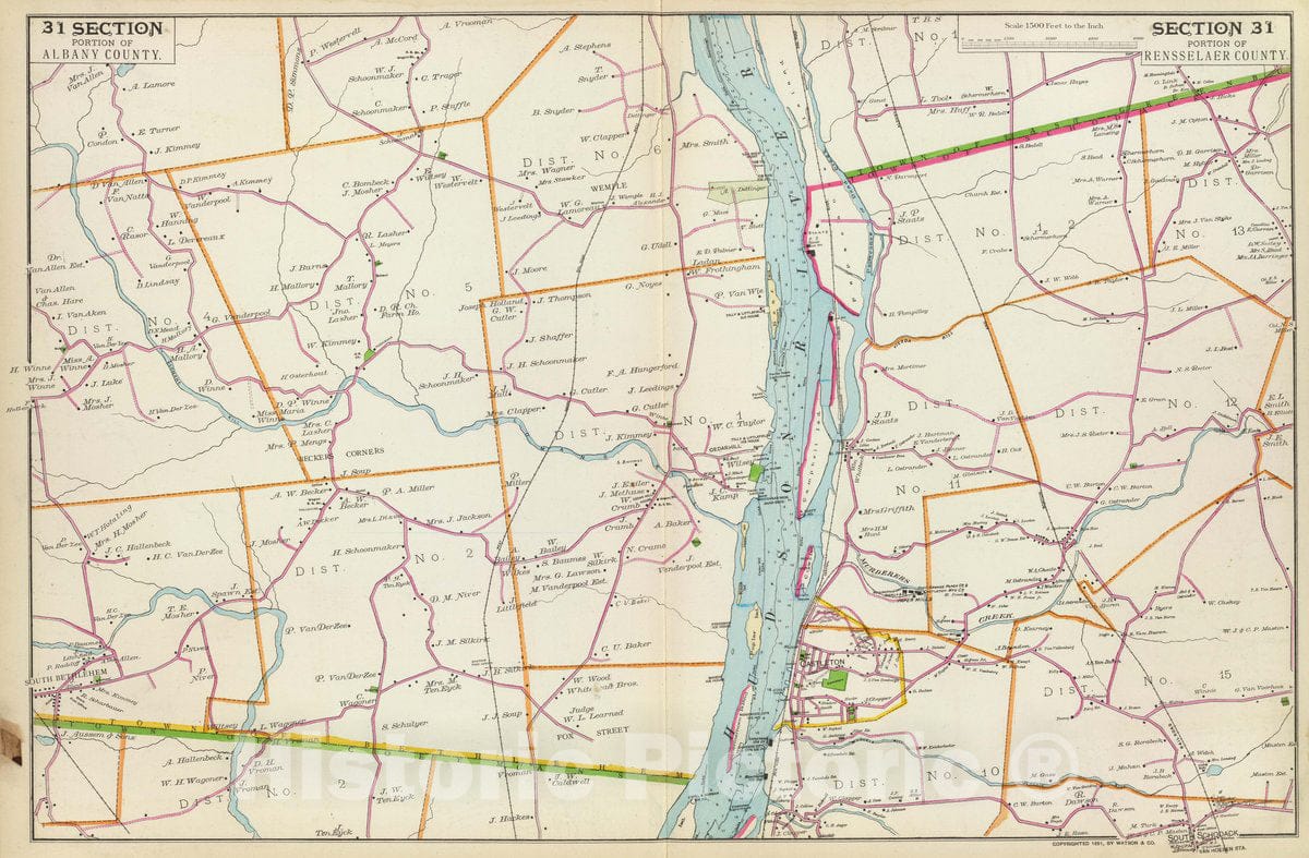 Historic Map : 31 Albany, Rensselaer Counties, 1891 Atlas - Vintage Wall Art