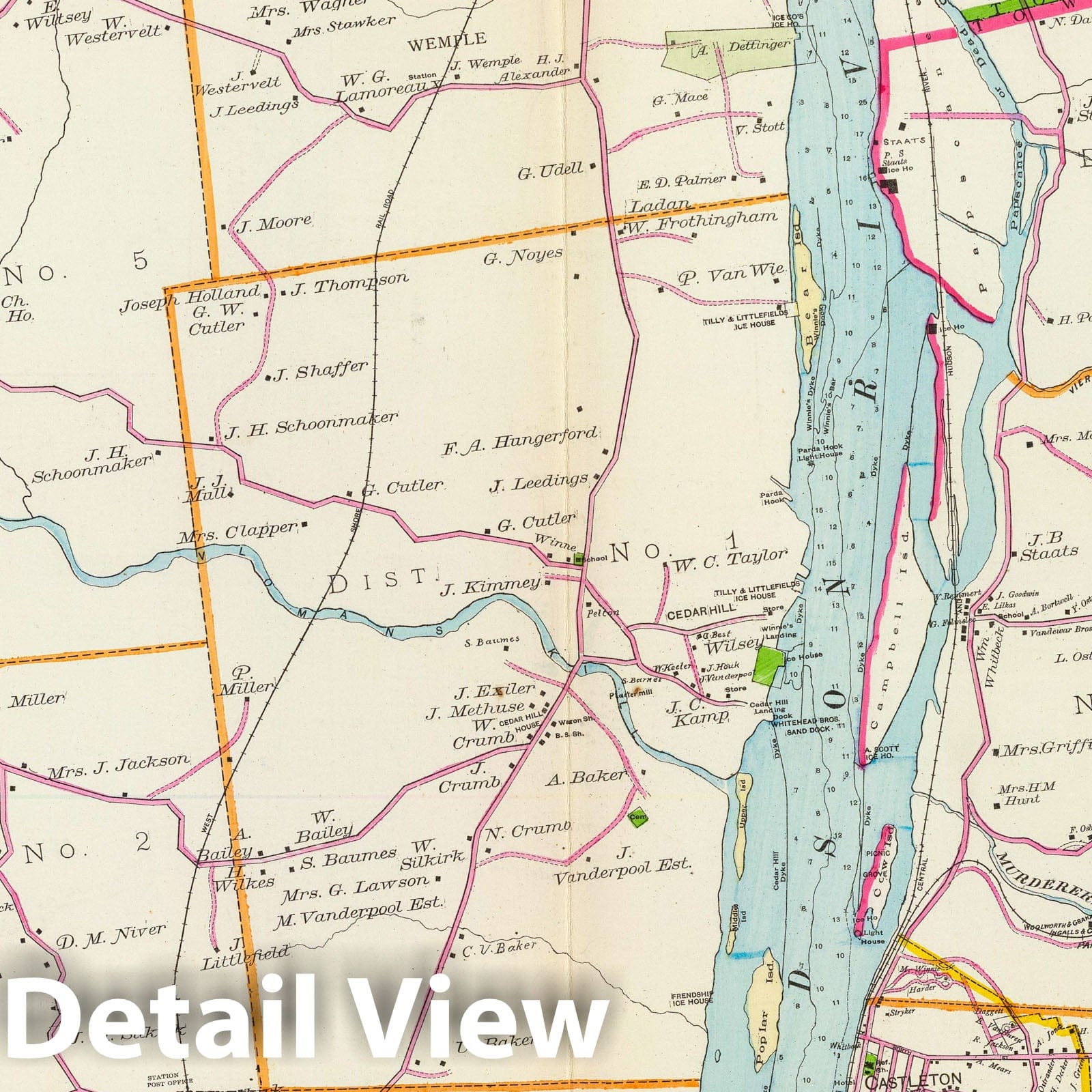 Albany County and Rensselaer County, New York - Nautical Chart, 1891