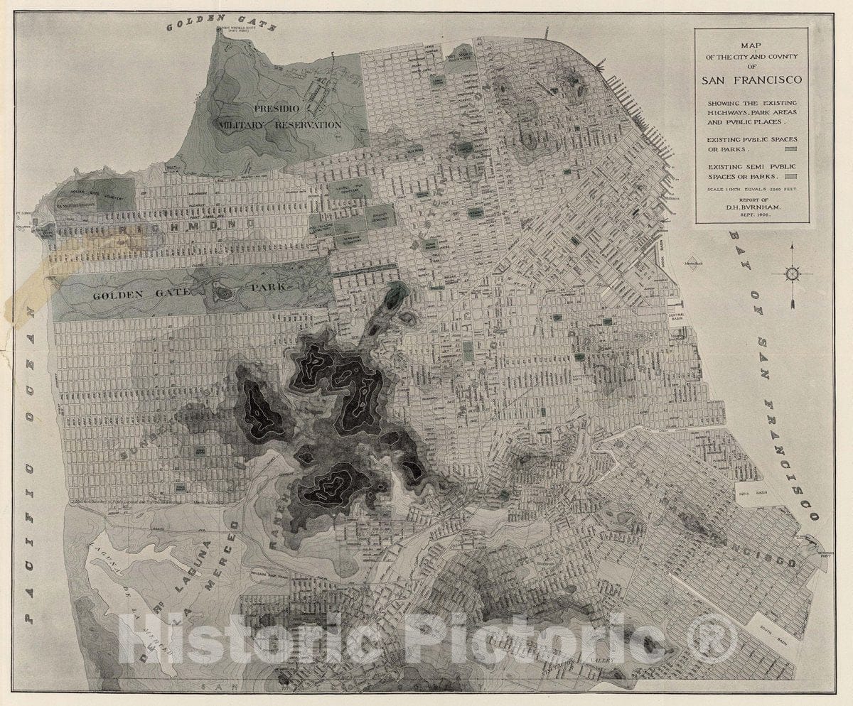 Historic Map : San Francisco Showing existing Highways, Park Areas, Public Places, 1905 City Atlas - Vintage Wall Art