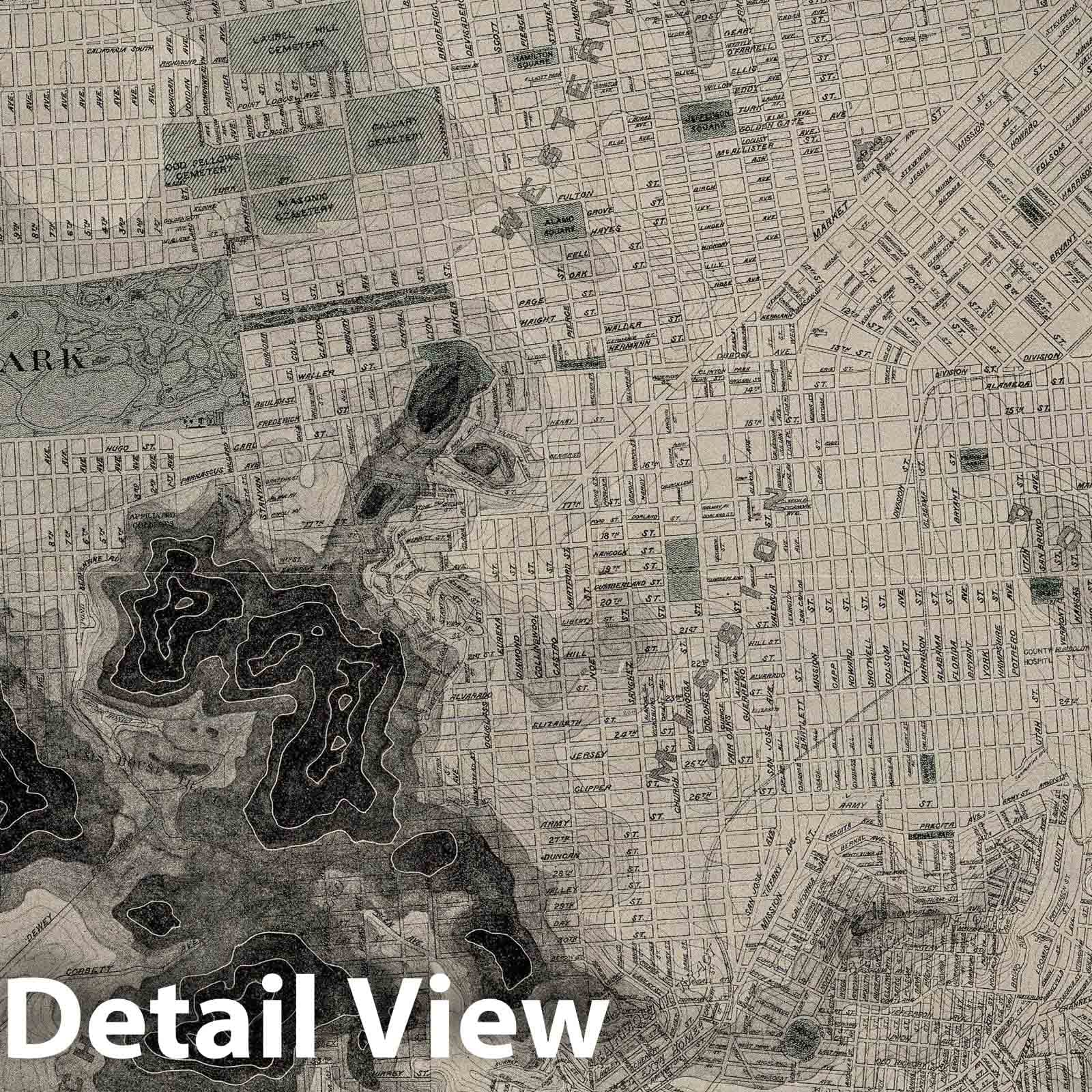 San Francisco, California - City Plan, 1905 - Historical Map Print