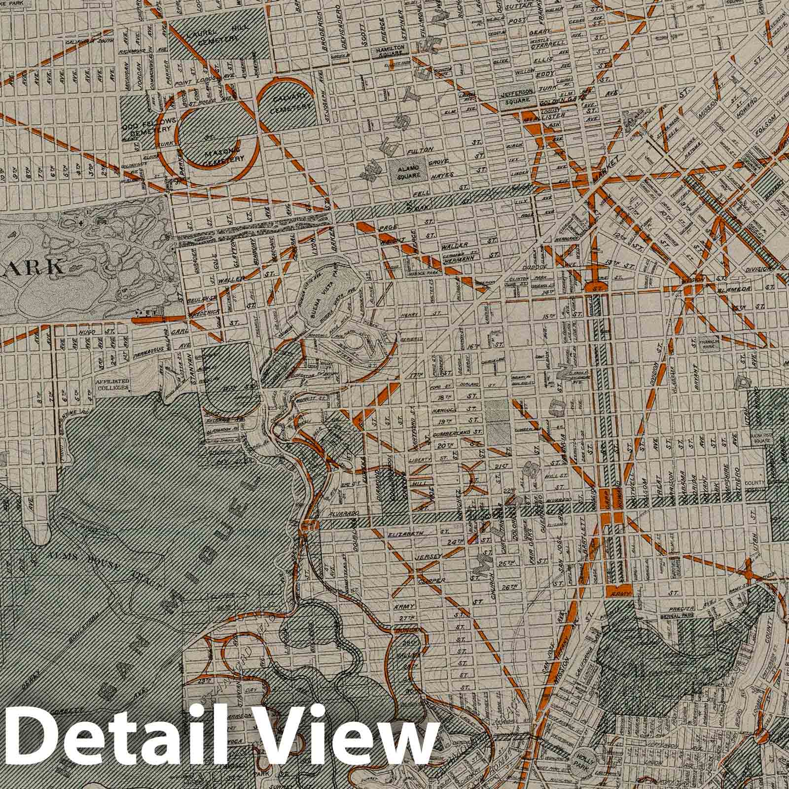 San Francisco City and County - Land Development Plan, 1905 - Historical Map Print