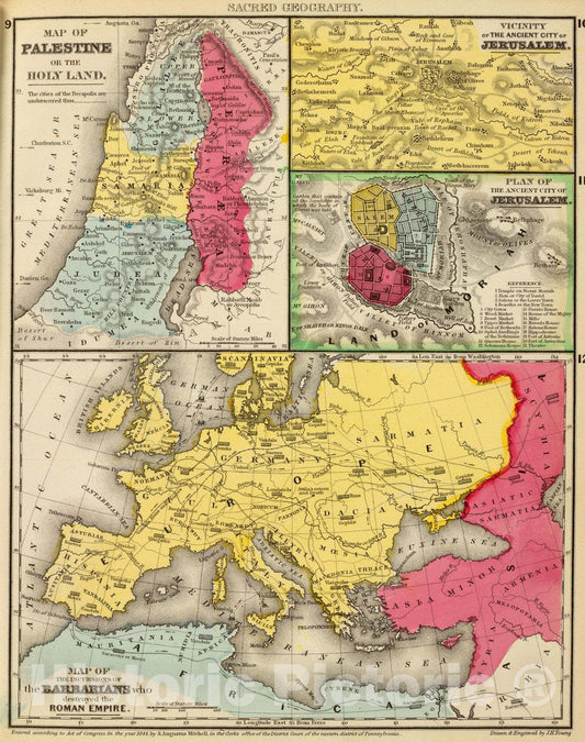 Historic Map : Incursions of Barbarians, 1875 Classical Atlas - Vintage Wall Art