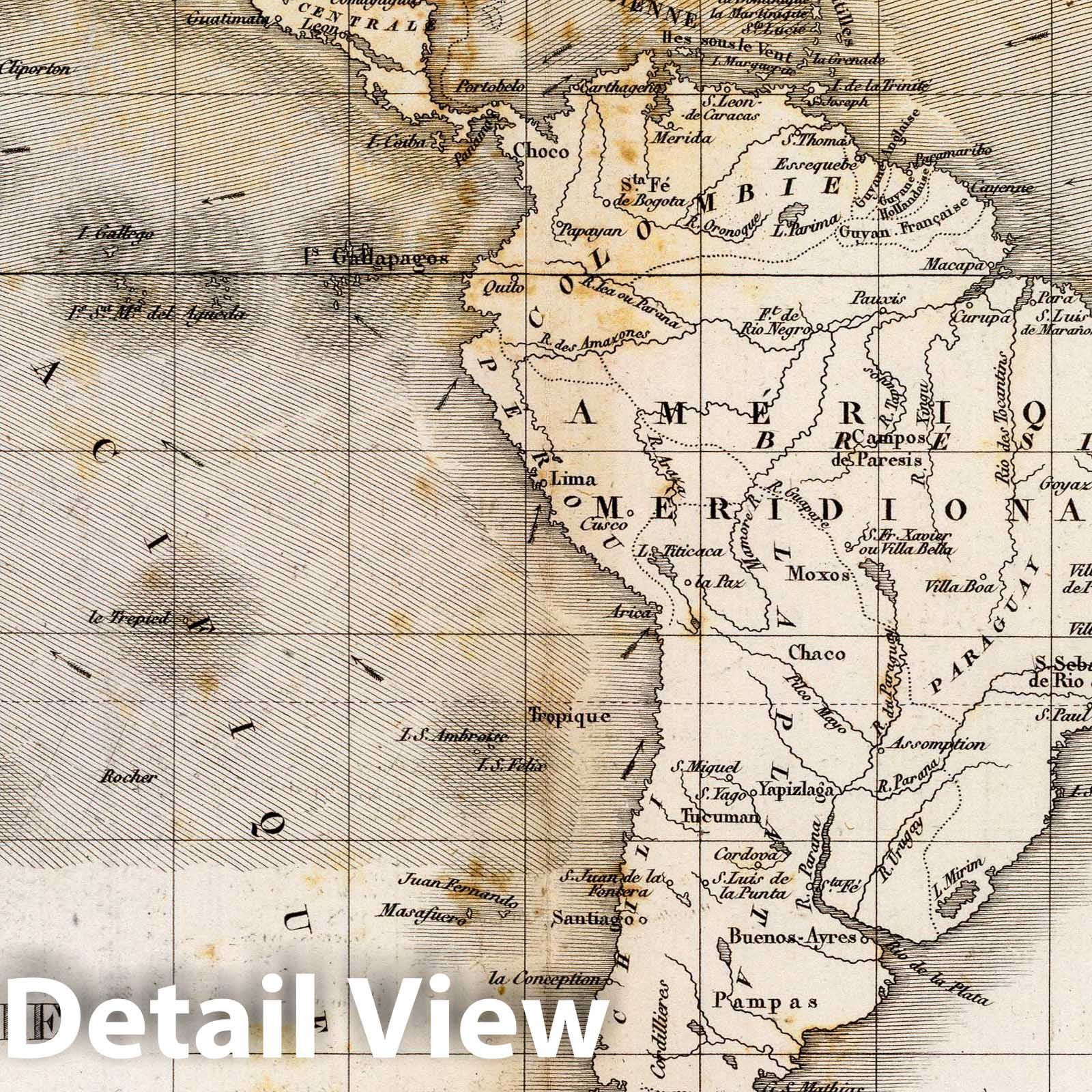 America - Winds, 1827 - Historical Map Print