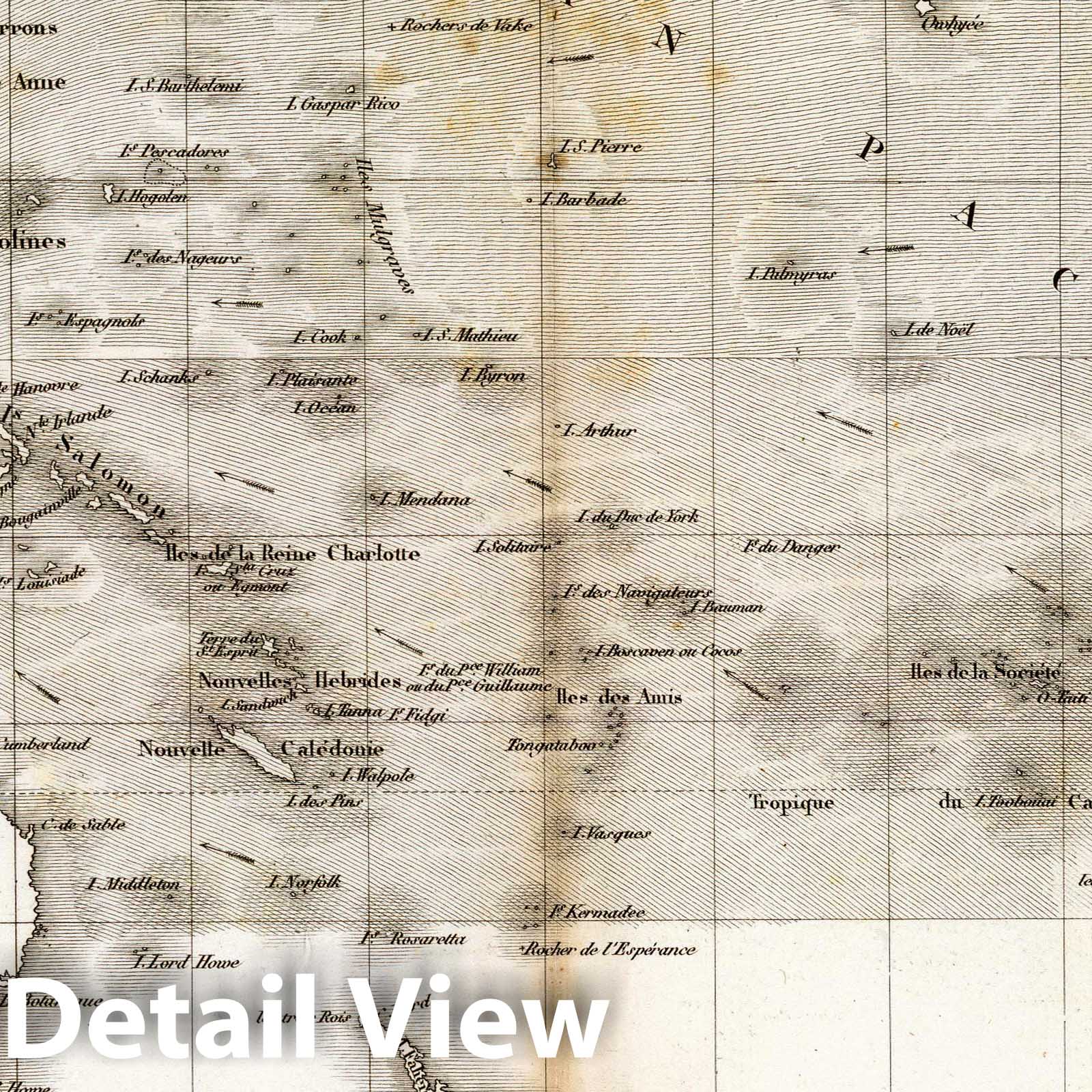 Pacific Ocean - Wind Theory, 1827 - Historical Map Print