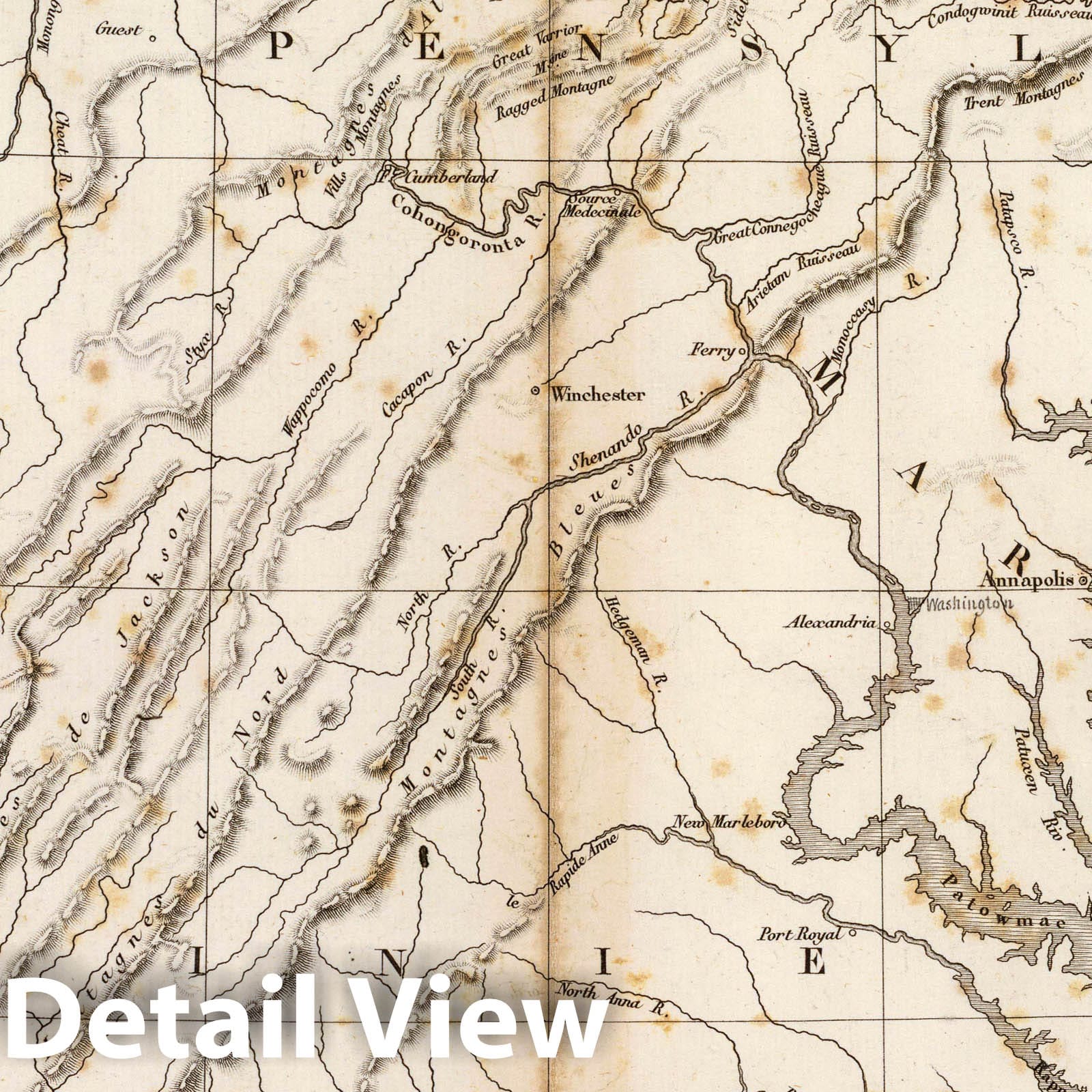 Virginia and Pennsylvania Mountains - Physical Map, 1827 - Historical Map Print