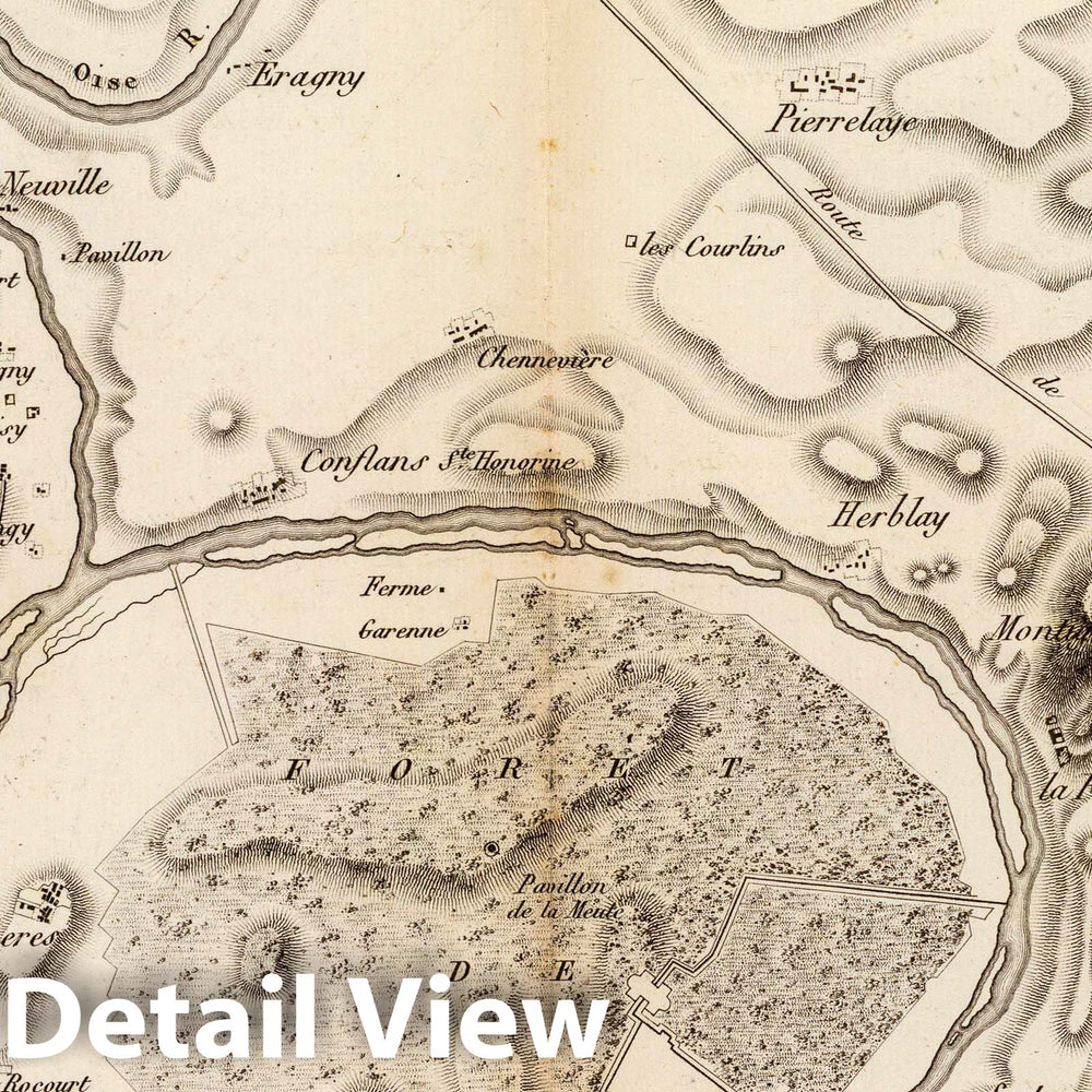 Historic Map : France, Oise River Valley , France Plan du confluent de la Seine et de l'Oise. Grave par Ambroise Tardieu, 1827 , Vintage Wall Art