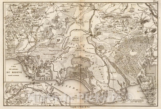 Historic Map : France, Bouches-du-Rhone , France Carte des bouches du Rhone. Gravee par Berthe, 1827 Atlas , Vintage Wall Art