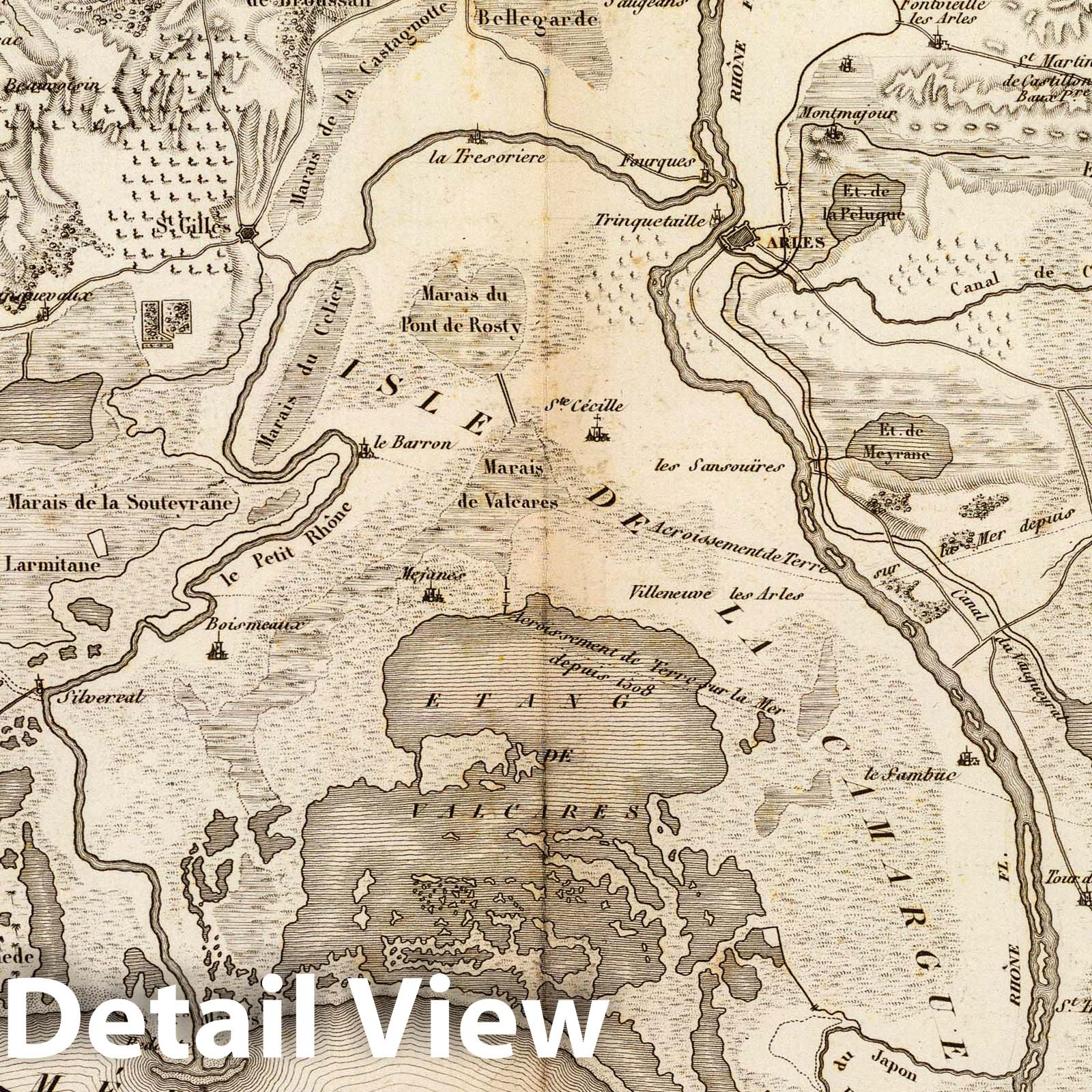 Carte des bouches du Rhone - 1827 Topographic River Map