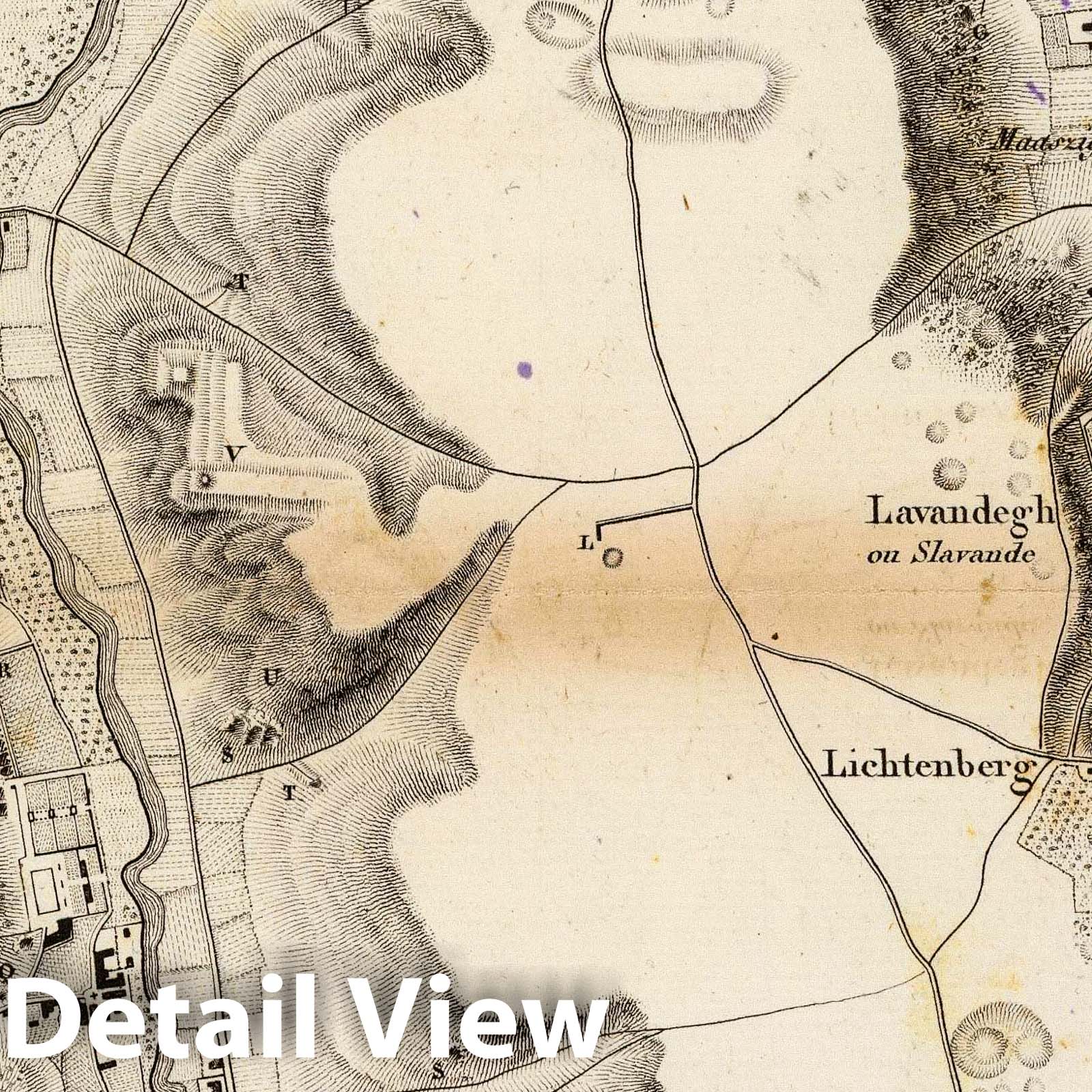 Saint-Pierre Plateau - Physical Map, 1827 - Historical Map Print