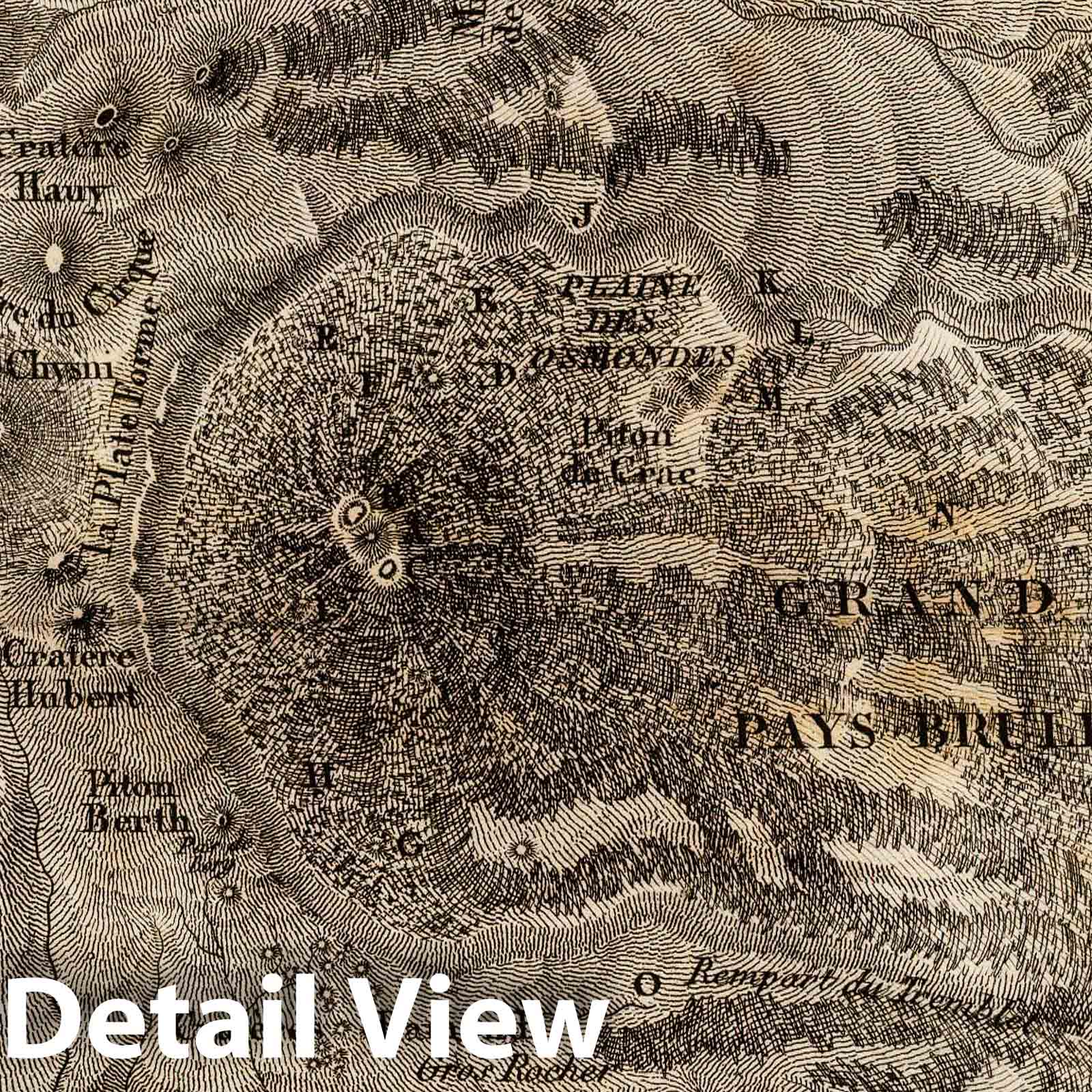 Reunion, Eastern Portion - Physical Map, 1827 - Historical Map Print