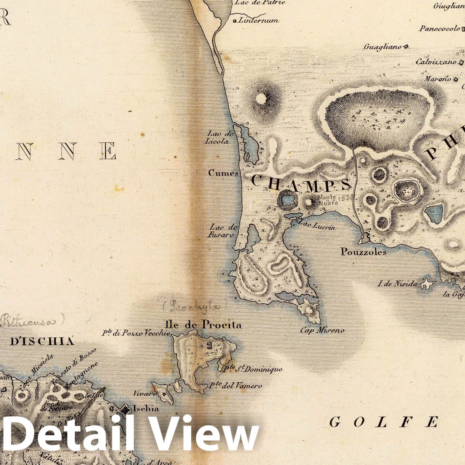 Champs Phlegreens - Physical Map, 1827 - Historical Topographic Print