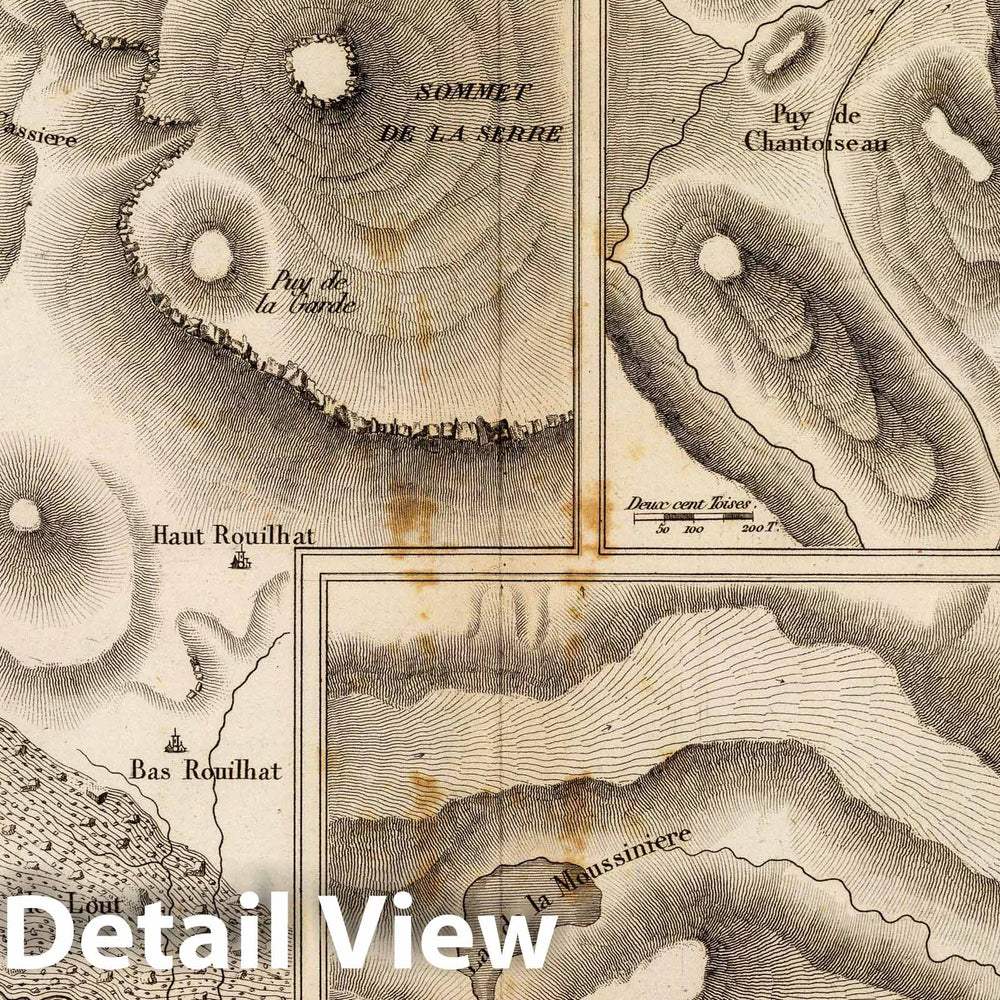Historic Map : France, Lacs volcaniques de la IIE. et IIIe. Epoque. Grave par Berthe , Vintage Wall Art