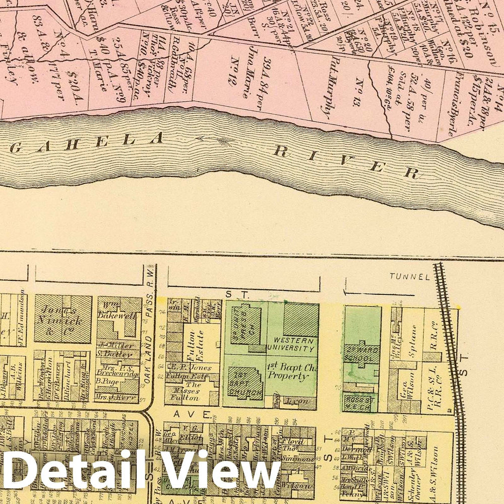 Historic Wall Map : Second Ward, Pittsburgh between the Alleghany and Monongahela rivers, 1872 CityVintage Wall Art