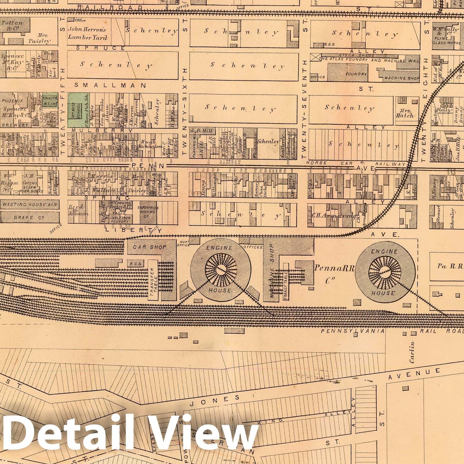 Pittsburgh Ward 12 - Railroad Map, 1872 - Historical Map Print