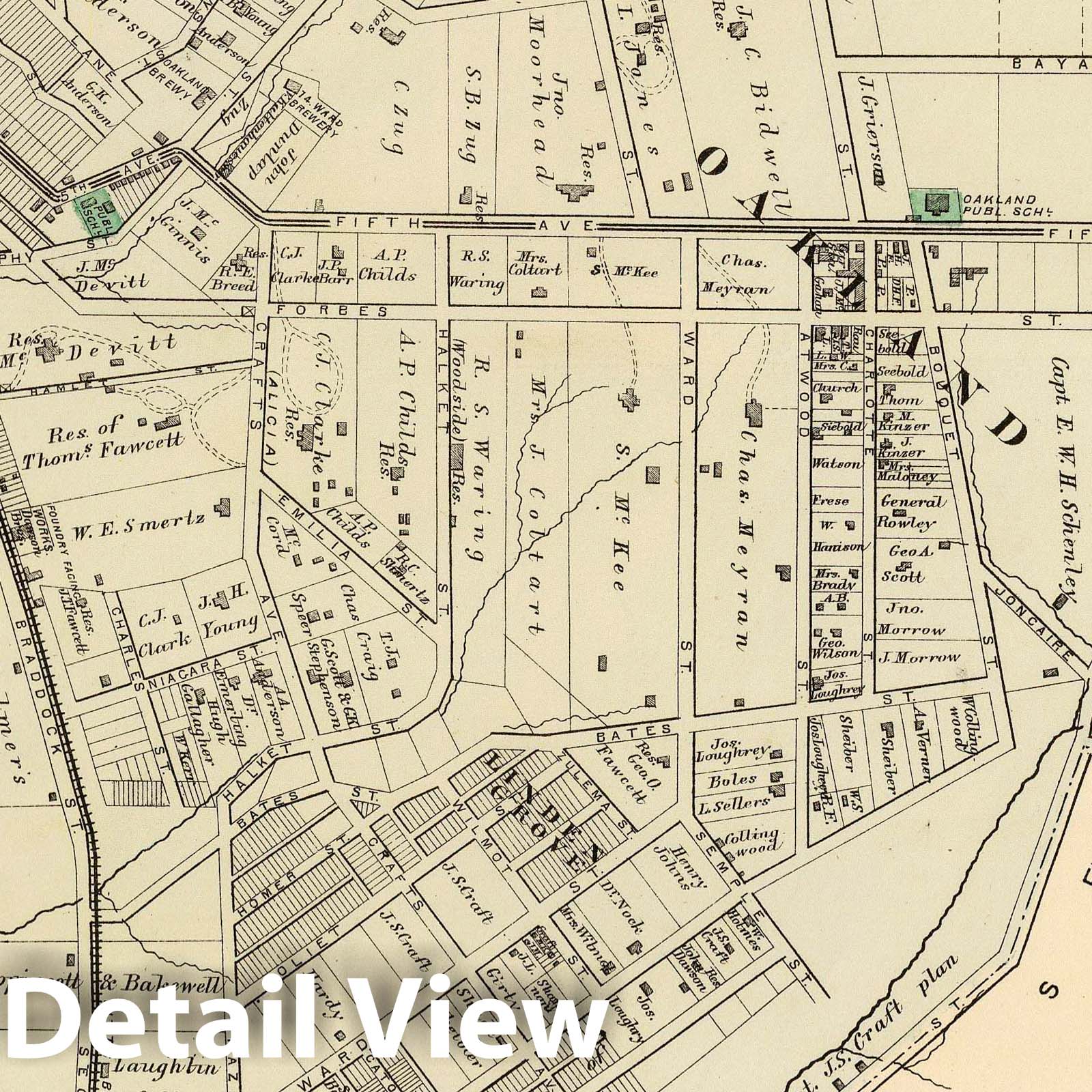 Fourteenth Ward, Pittsburgh, Pennsylvania - 1872 Historical Map Print