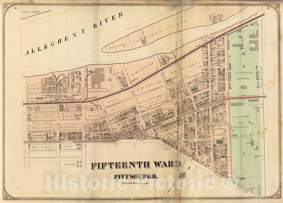Historic Map : Fifteenth Ward, Pittsburgh. (1872), 1872 City Atlas - Vintage Wall Art