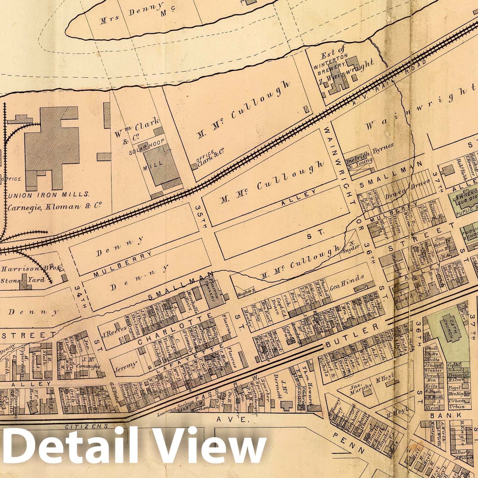 Fifteenth Ward, Pittsburgh, Pennsylvania - Railroad Map, 1872