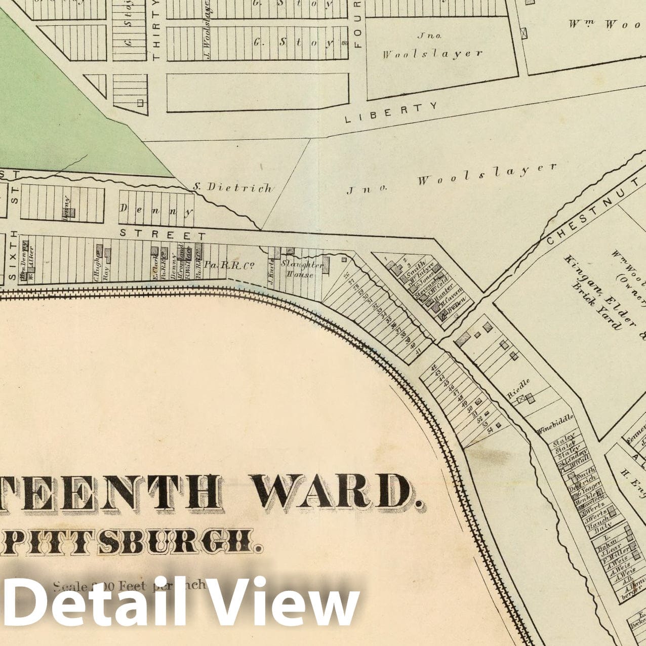 Sixteenth Ward, Pittsburgh, Pennsylvania - Railroad Map, 1872