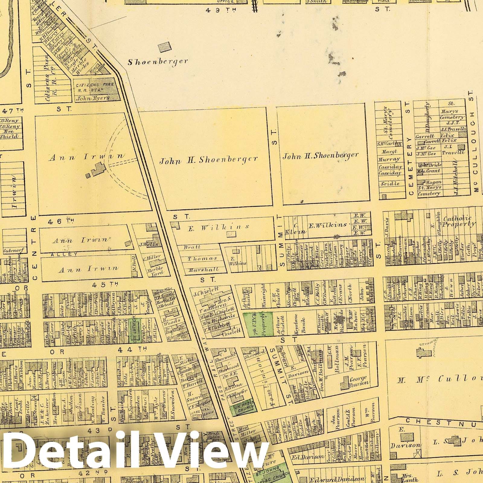Seventeenth Ward, Pittsburgh, Pennsylvania - Railroad Map, 1872