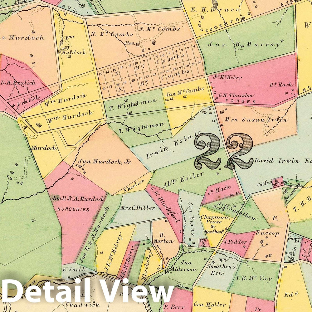 Historic Map : Twenty-Second Ward, Pittsburgh. (1872), 1872 City Atlas - Vintage Wall Art