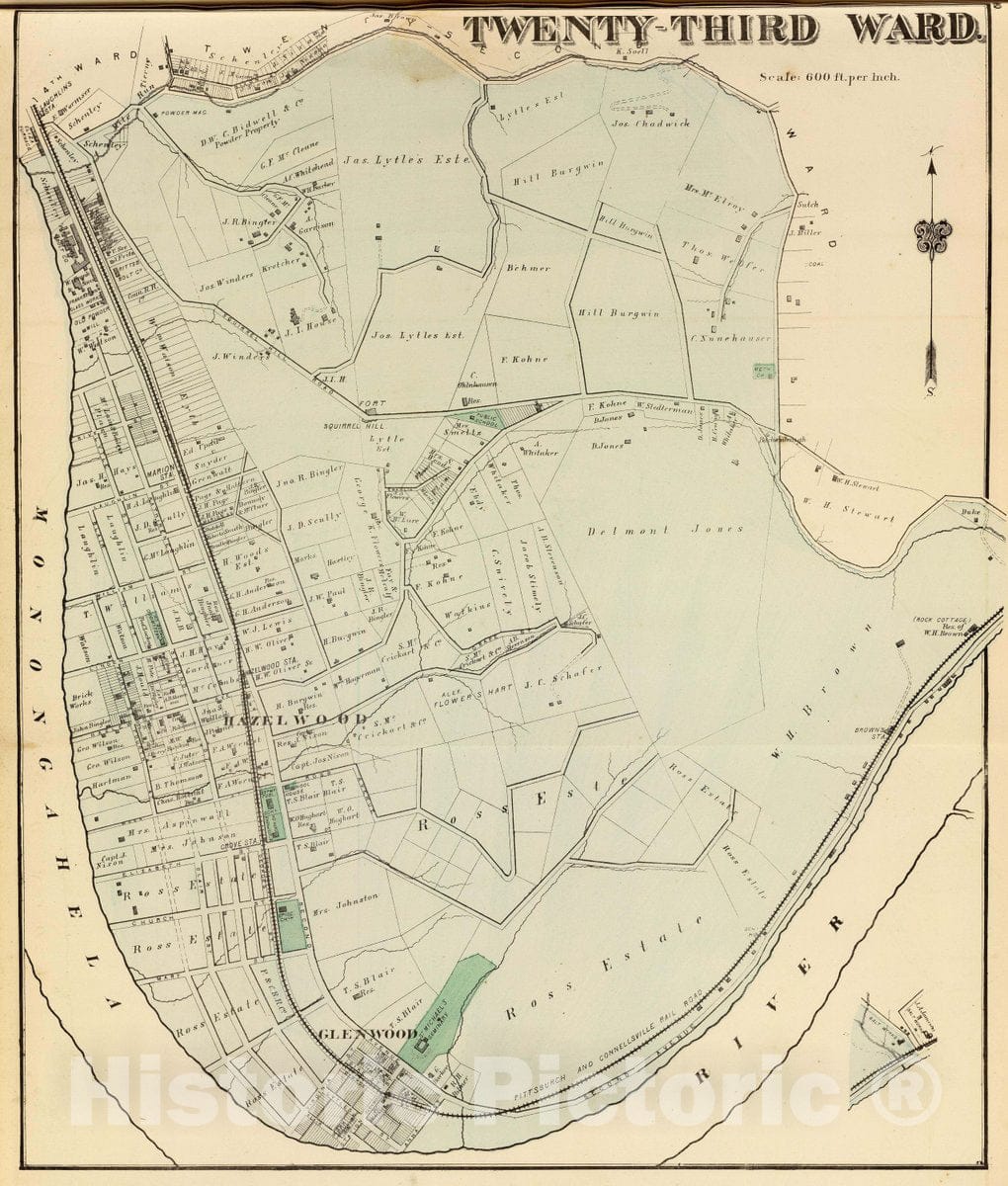 Historic Map : Twenty-Third Ward, Pittsburgh. (1872), 1872 City Atlas - Vintage Wall Art