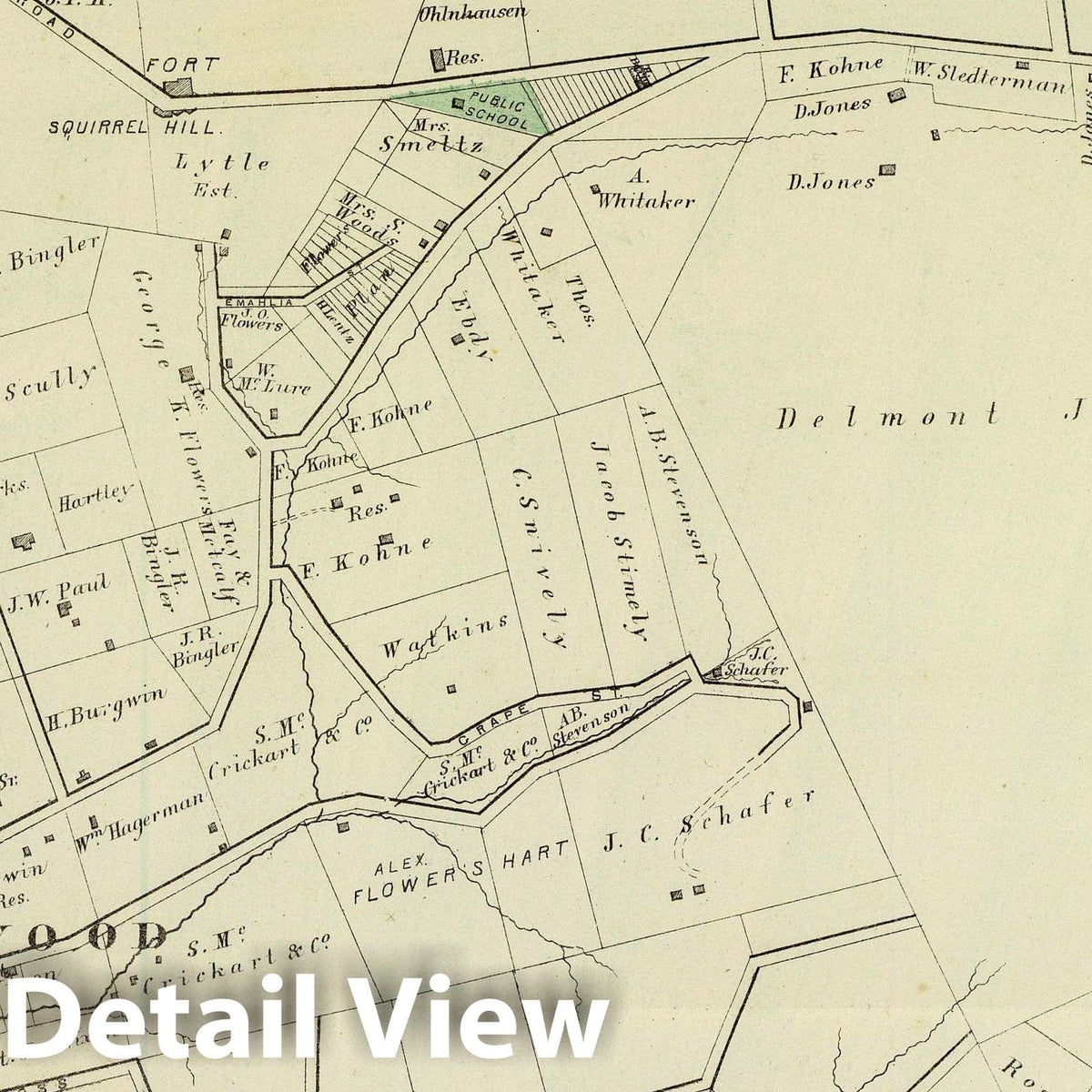 Ward 23, Pittsburgh, Pennsylvania - Railroad Map, 1872 - Historical Map Print