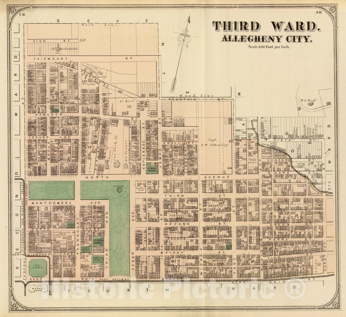 Historic Wall Map : Third Ward, Allegheny City. (1872), 1872 City Atlas - Vintage Wall Art