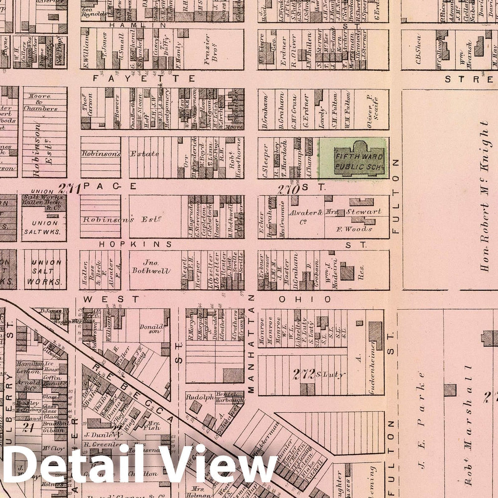 Historic Map : Fifth Ward, Allegheny City. (1872), 1872 City Atlas - Vintage Wall Art