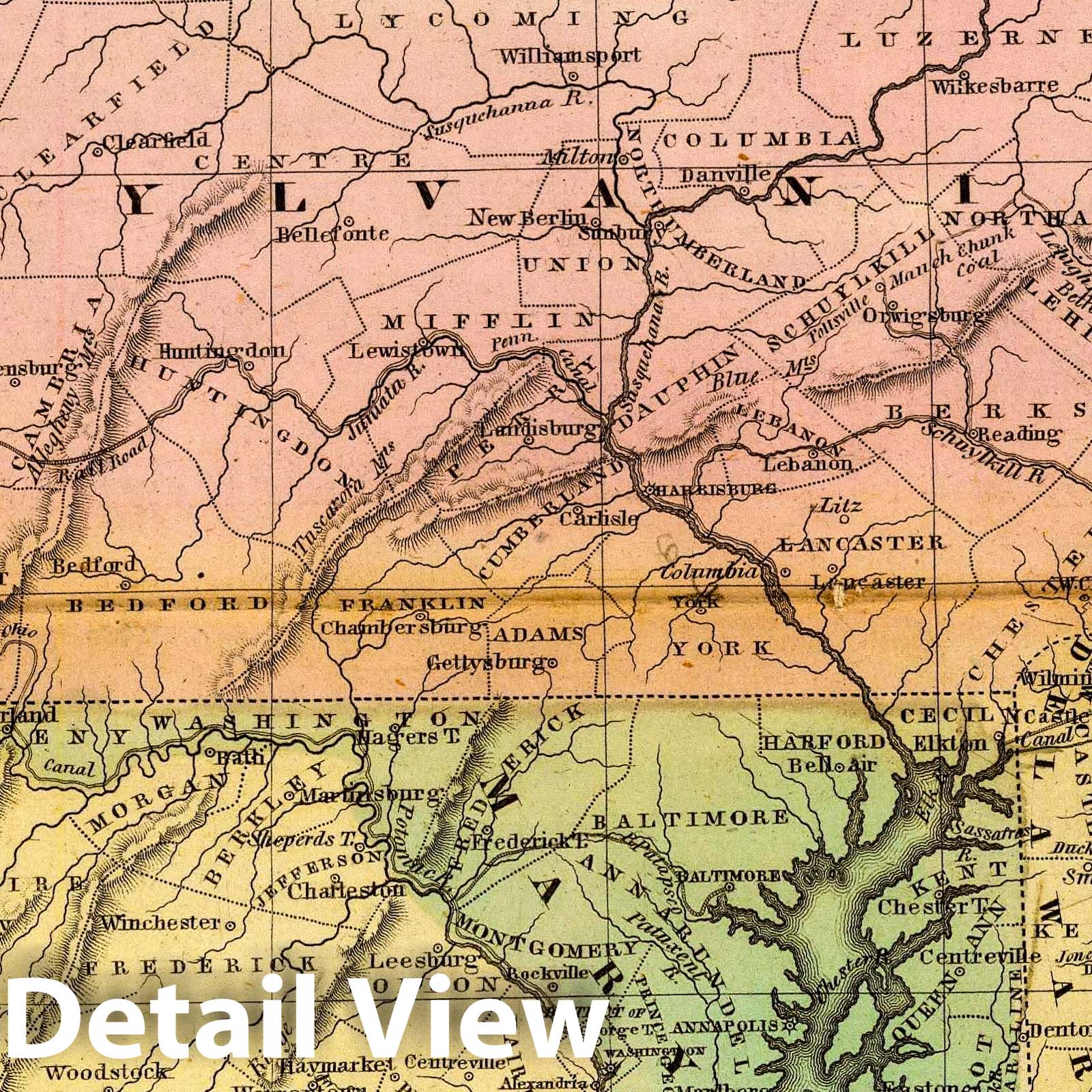 Maryland and Virginia, 1830 - Historical Map Print