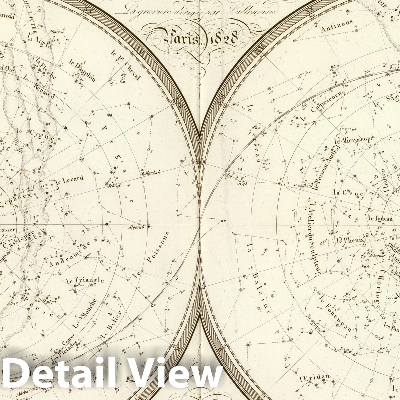 Celestial Hemispheres - Celestial Map, 1828 - Historical Map Print