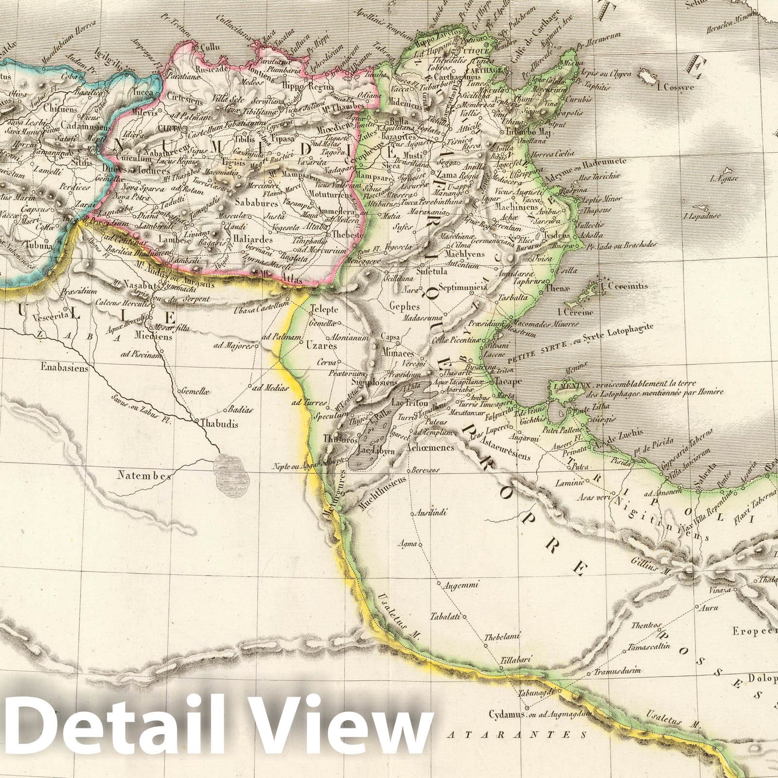 Africa, Numidia, and Mauritania, 1829 - Historical Map Print