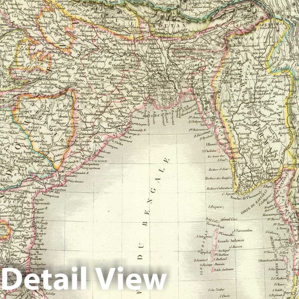 Historic Map : India; Pakistan, South Asia Carte de l'Inde en deca et au dela du Gange, 1829 , Vintage Wall Art