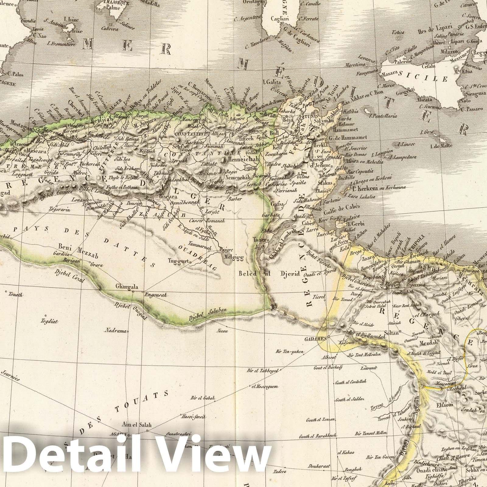 North Africa: Morocco, Algeria, Tunisia, and Tripoli, 1829 - Historical Map Print