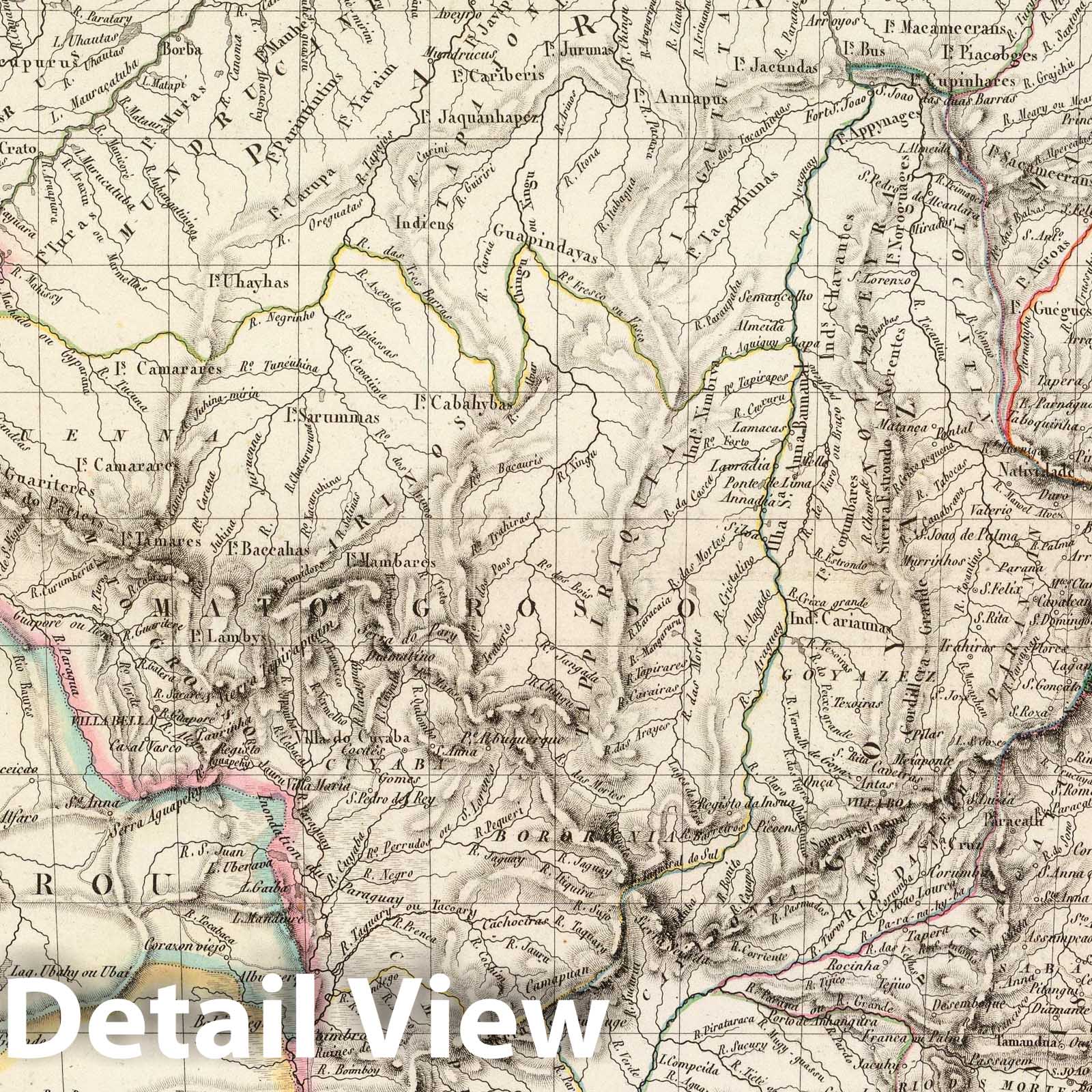Map of Brazil - River Map, 1829 - Lapie Atlas Plate