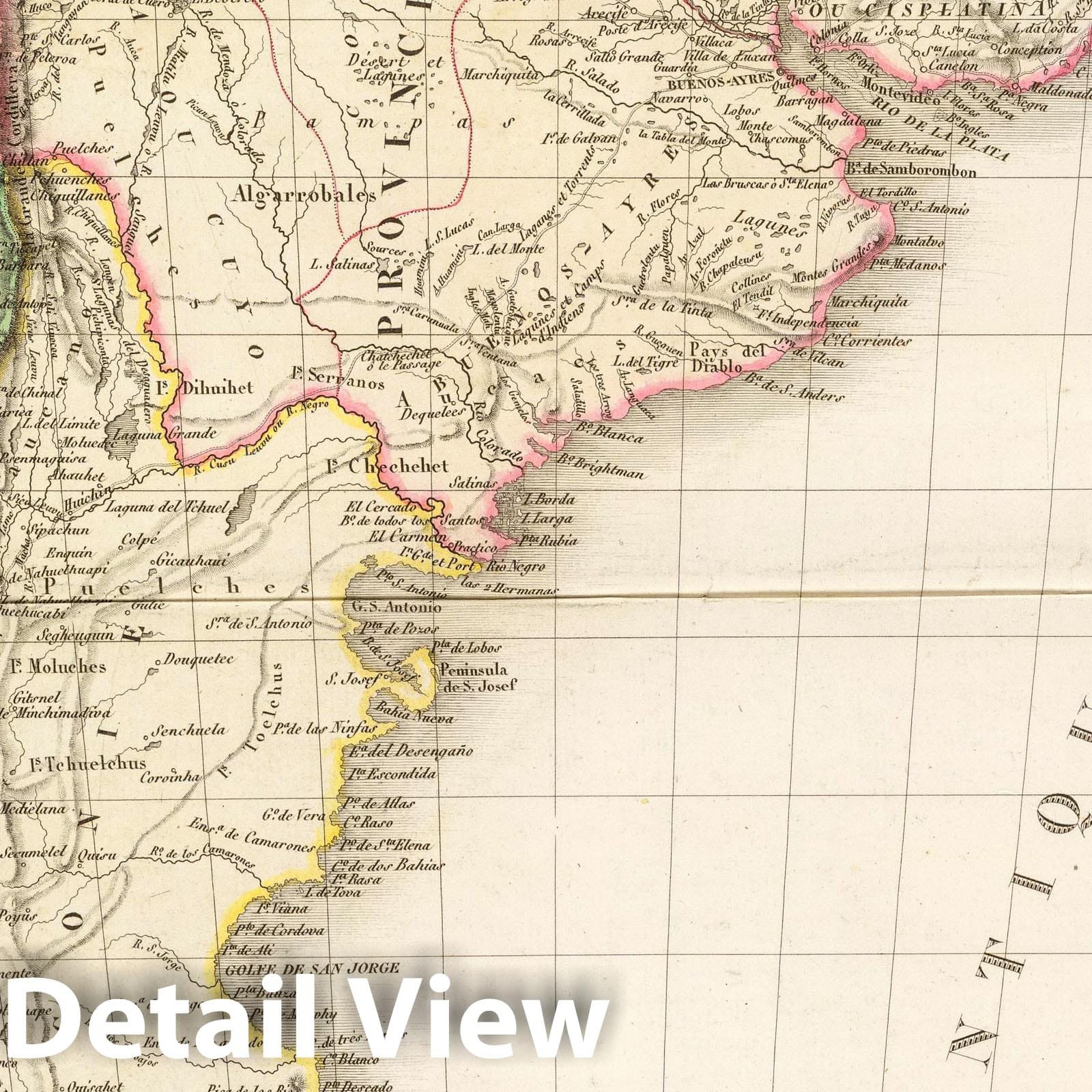 La Plata, Chile, and Patagonia, 1828 - Historical Map Print