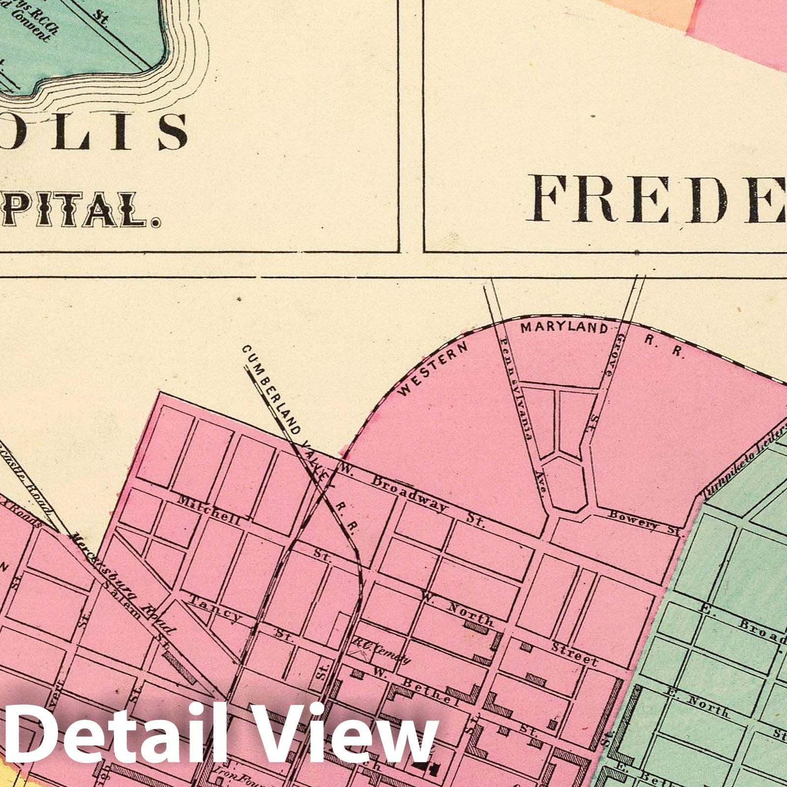 Hagerstown, Annapolis, Frederick City, Maryland 1873 Historical Map Print