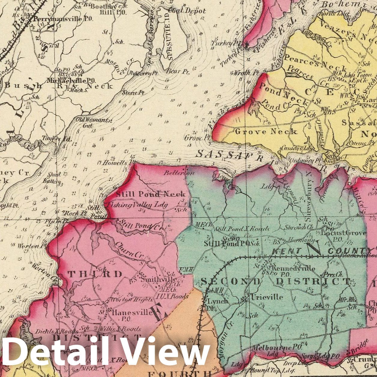 Cecil and Kent Counties, Maryland - Nautical Chart, 1873 - Historical Map Print
