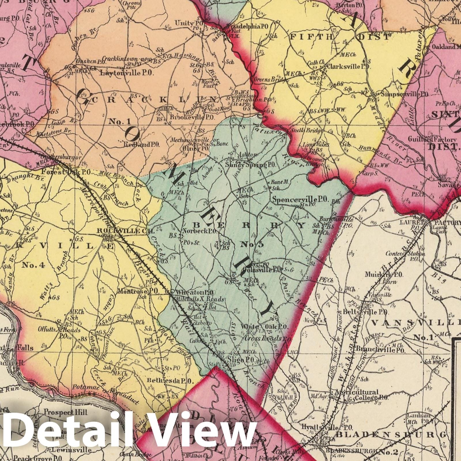 Howard County, Montgomery County & District of Columbia, Maryland - 1873 Topographical Atlas Map