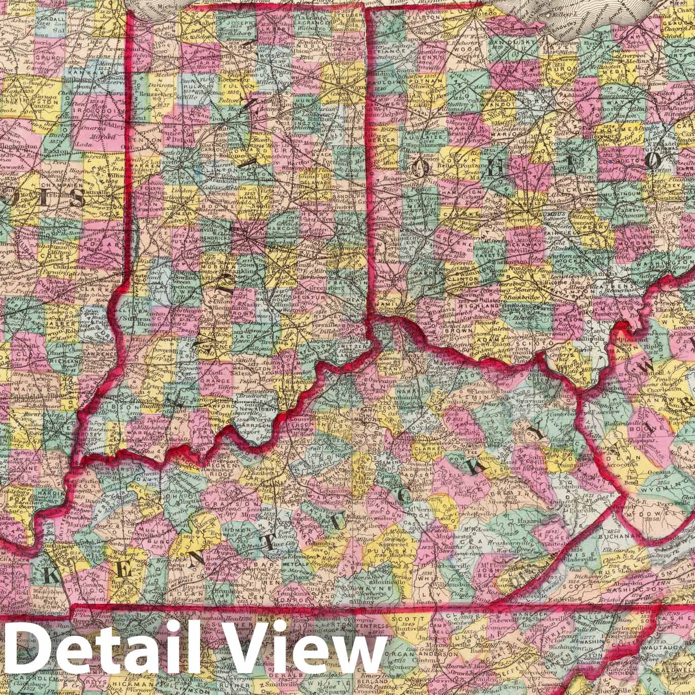 Historic Map - 1873 Delaware, Illinois, Indiana, Iowa North Carolina Tennessee, Virginia. - Vintage Wall Art