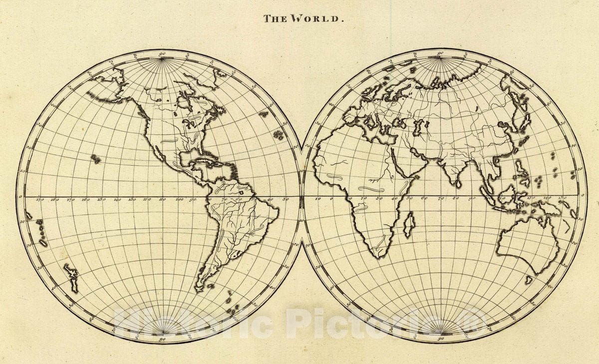Historic Map : 1804 School Atlas - The World. E.P. del. S.I. Neele sculp, Strand. (1804) - Vintage Wall Art