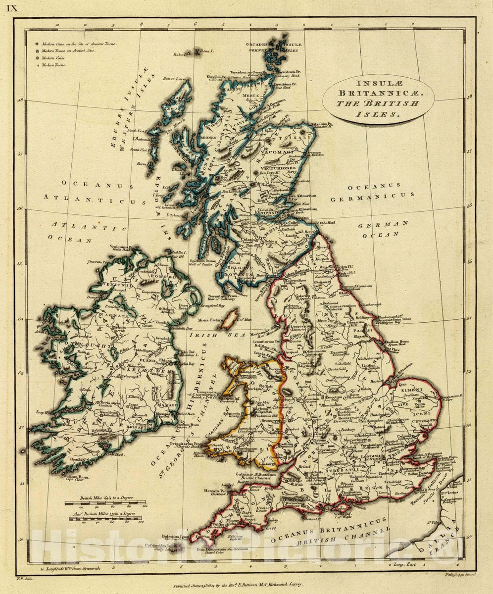 Historic Map : Insulae Britannicae. The British Isles. E.P. delin. Neele sc, 352 Strand. Published June 15th 1804 by the Revd. E. Patteson, M.A, Richmond, Surrey, 1804Vintage Wall Art