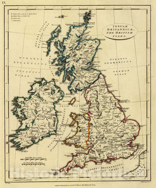 Historic Map : Insulae Britannicae. The British Isles. E.P. delin. Neele sc, 352 Strand. Published June 15th 1804 by the Revd. E. Patteson, M.A, Richmond, Surrey, 1804Vintage Wall Art
