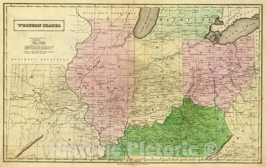 Historic Map : 1837 School Atlas - Western States. Entered According to act of Congress. (1837) - Vintage Wall Art