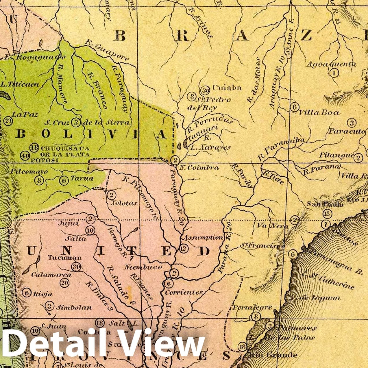 South America - River Map, 1829 - Historical Map Reproduction