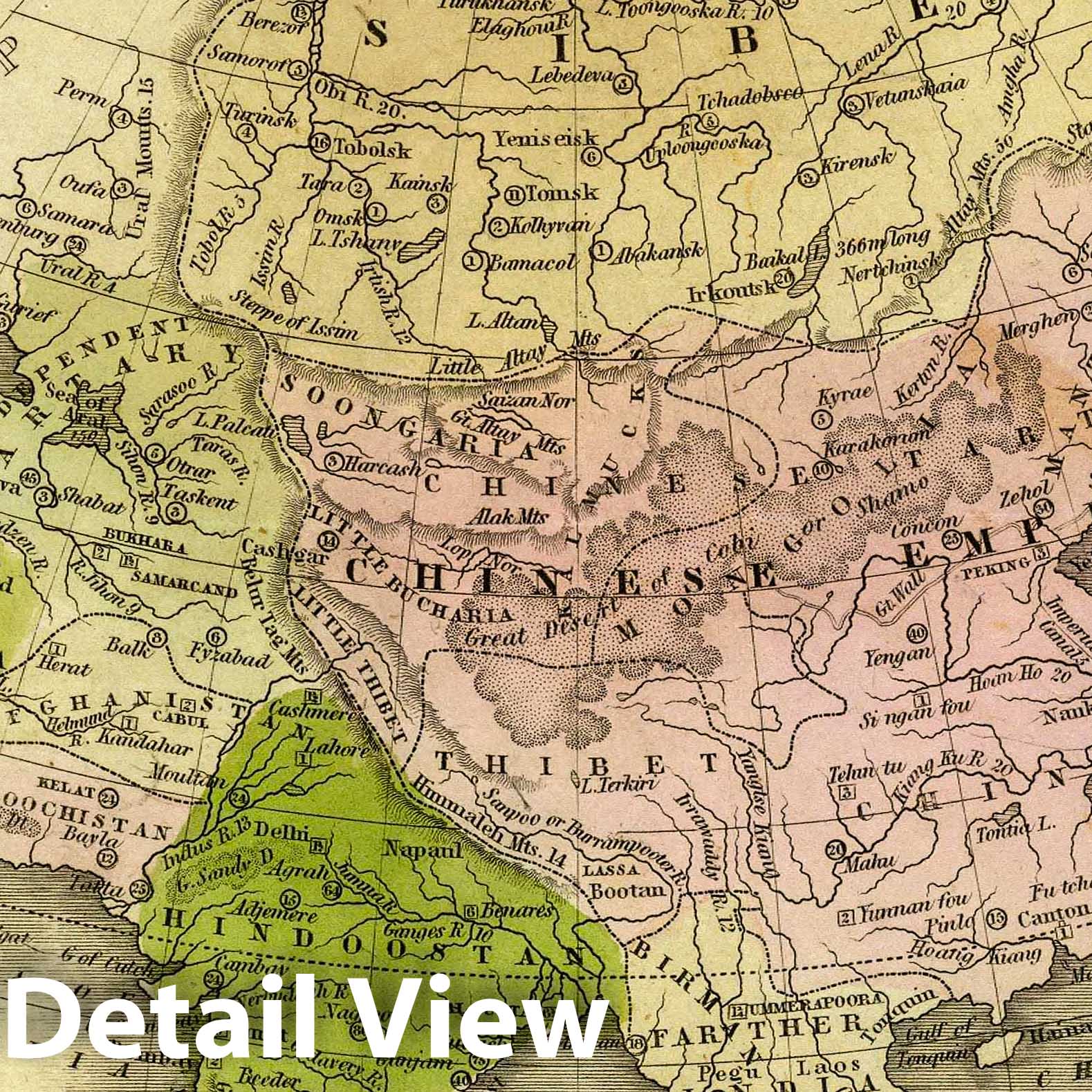 Asia - River Map, 1829 - Historical Map Print